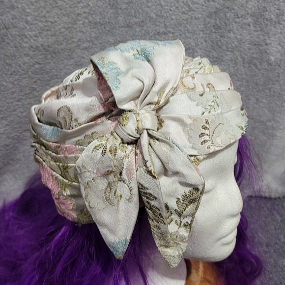 Dior Accessories - Christian Dior vintage hat turban 50s 60s floral pastel regency glam bow chic